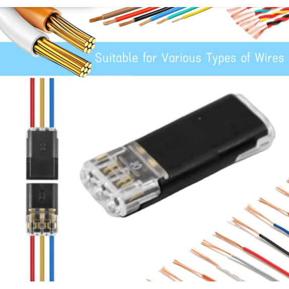 12Pcs No-Stripping No-Soldering Quick Wire Connector Plug, Double Wire Splice Terminal for Electrical Cable Joint, D3 Type Fast Connection Clamp for Low Voltage Wiring Projects A