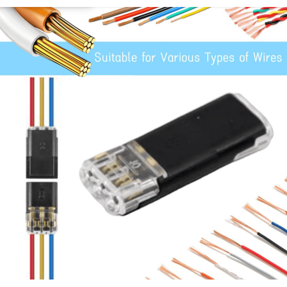 12Pcs No-Stripping No-Soldering Quick Wire Connector Plug, Double Wire Splice Terminal for Electrical Cable Joint, D3 Type Fast Connection Clamp for Low Voltage Wiring Projects A