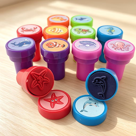 12Pcs Ocean Life Rubber Stamps for Kids Adults DIY Scrapbooking Card Making