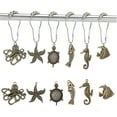 thumbnail image 1 of 12Pcs Ocean Theme Shower Curtain Rings Iron Shower Curtain Hooks Rings with Alloy Antique Bronze Animal Pendants Starfish Fishbone Octopus Metal Shower Rings Hooks, 1 of 8