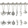 thumbnail image 1 of 12Pcs Ocean Theme Shower Curtain Rings Iron Shower Curtain Hooks Rings with Alloy Animal Pendants Starfish Fishbone Octopus Metal Shower Rings Hooks, 1 of 8