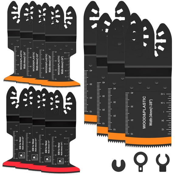 12Pcs Oscillating Saw Blade High Carbon Steel Oscillating Multi-Tool Blade Precise Cutting Bimetal Curved Edge Oscillating Tool Blade Universal Straight Multi Tool Blade for Hardwood