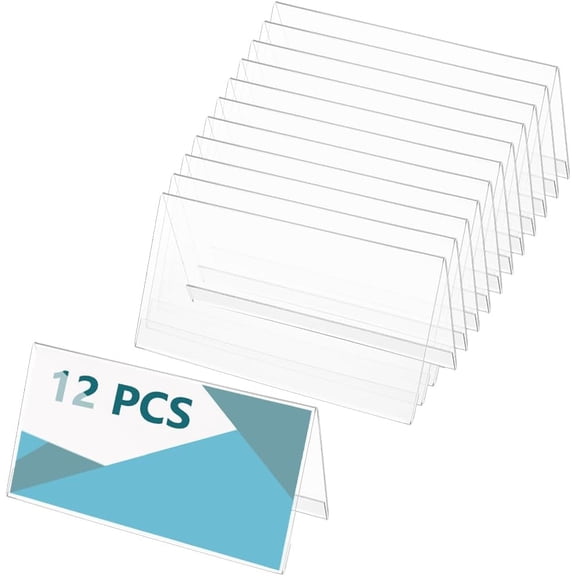 12Pcs PS Table Nameplate 7.93 Inch Desk Name Plate Holder Clear PS Name Tent Holders for Office Business Conference Meetingroom Training Activities and Speeches