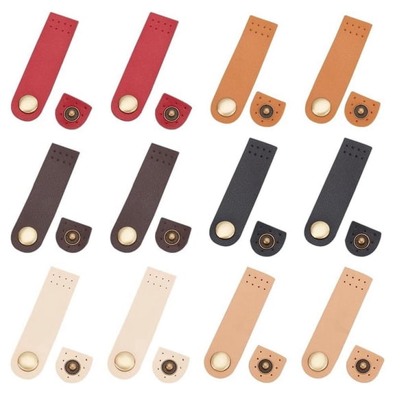 12Pcs PU Leather Snap Buttons, 6 Colors Sew on PU Leather Tab Closure DIY Handmade y12465
