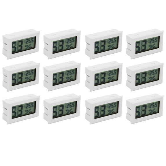 12Pcs/Pack Mini Electronic Temperature Humidity Meter Gauge Indoor Hygrometer Lcd Display for Humidors Greenhouse Garden Cellar Fridge Closet