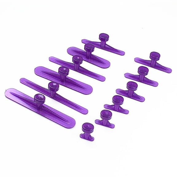 12Pcs Paintles Dent Removal Puller Tabs, Multiple Sizes Glue Pulling Tabs, Auto Body Dent Repairs Tools, For Automobile, Refrigerator, Motorcycle, Purple