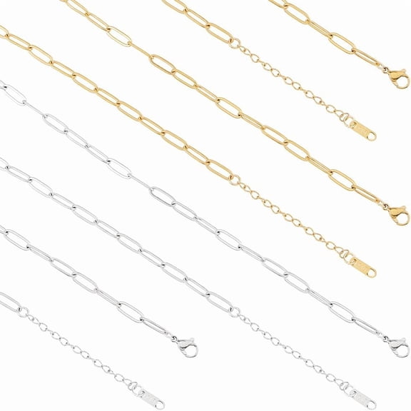 12Pcs Paperclip Chain Necklace 4 Styles Stainless Steel Paperclip Link Chains 16.54 and 18.5 inch Gold and Stainless Steel Color Paperclip Charm Necklaces for Women Necklace Making colorful DIY