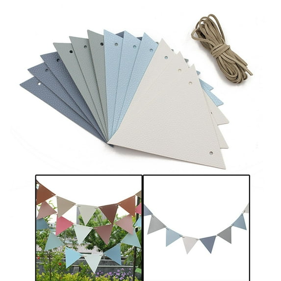 12Pcs Pennant Triangle Flags Garland Hanging for Decor Blue
