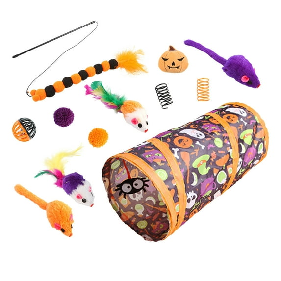 12Pcs Pet Cat Tunnel Tube Toy 3 Way Collapsible, Cat Tunnels for Indoor Cats Self-Luminous,Kitty Tunnel Bored Pet Toys Peek Hole Toy Ball Puppy, Kitty, Kitten, Rabbit