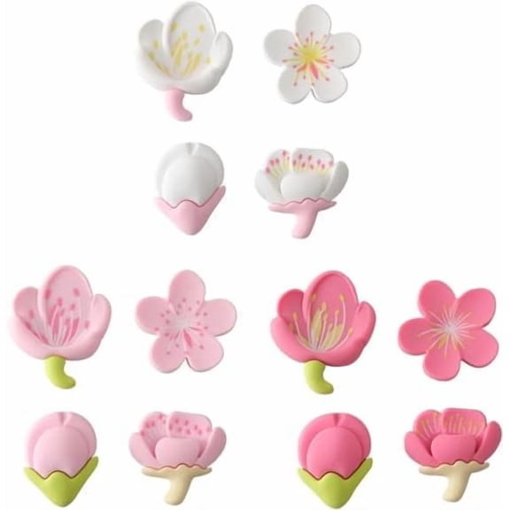 12Pcs Pink 3D Sakura Flower Fridge Magnet, Cute Magnets for Locker Decor, Whiteboard Magnets, Floral Refrigerator Magnets for Fridge, Kawaii Stuff for Locker Decorations, Refrigerator Magnets