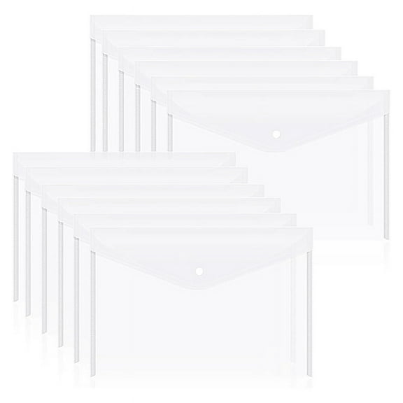 TOP! 12Pcs Plastic Document Envelopes with Snap Closure for A4 Size Documents, Polyethylene Folders School & Supplies D