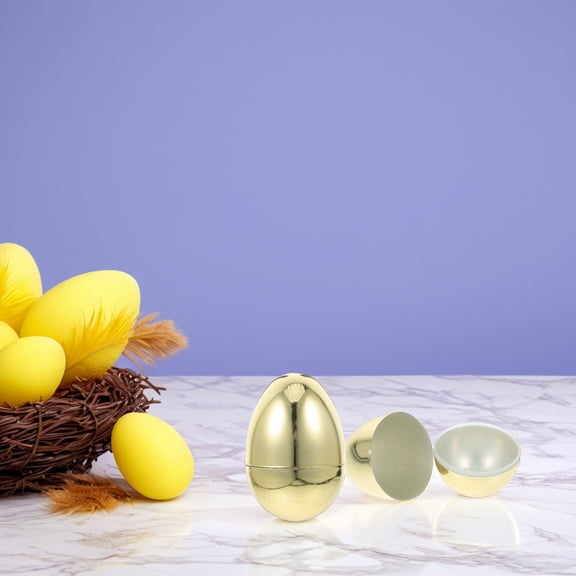 12Pcs Plastic Fillable Golden Easter Eggs for Easter Party Favors and Decorative Centerpieces