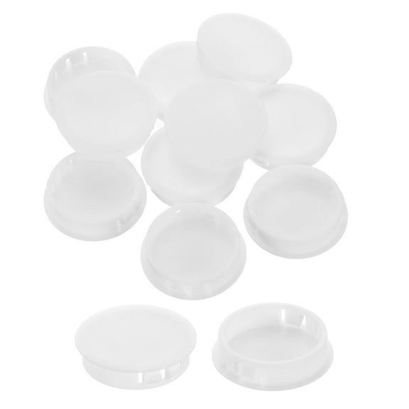 12Pcs Plastic Hole Plugs, 38mm(1-1/2") Flush Type Panel Plugs, Round Snap Knockout Locking Plugs for Furniture Insert End Caps Panels, White