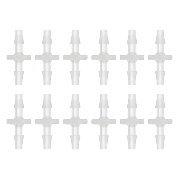 12Pcs Plastic Hose Barb Fitting, 1/8" x 1/8" Barb Pipe Connectors Hose Fitting Adapter Splicer Mender Adapter Union for Fuel Gas Liquid Air Hose Repair