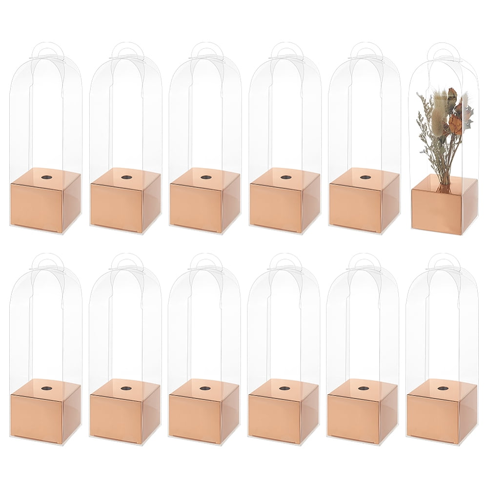 12Pcs Plastic Paper Single Flower Storage Boxes Rectangle Clear 8x8x24 ...
