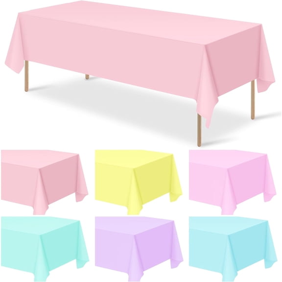 12Pcs Plastic Pastel Color Tablecloths,Assorted Color Table Cloth Disposable Rectangle Table Covers for Baby Shower, Wedding,Birthday