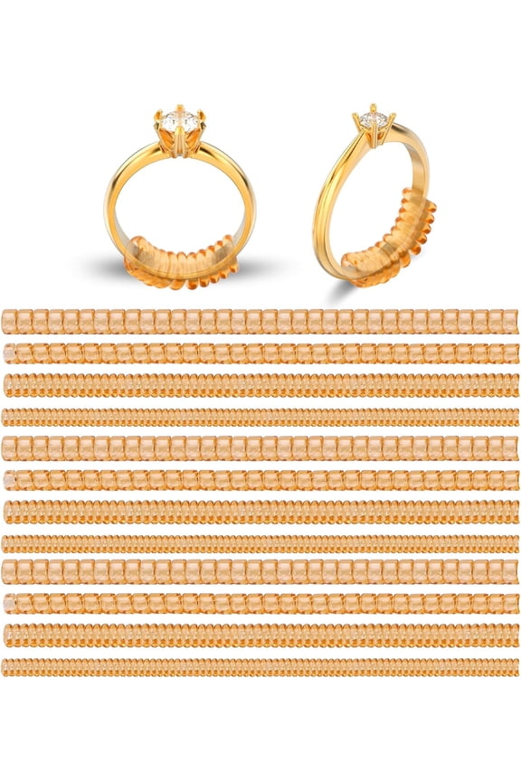 12Pcs Plastic Ring Sizers for Loose Rings, Invisible Coil Wrap Rings Resizer, Ring Guards Clip Size Adjuster, Jewelry Fitter Resizer for Women Men