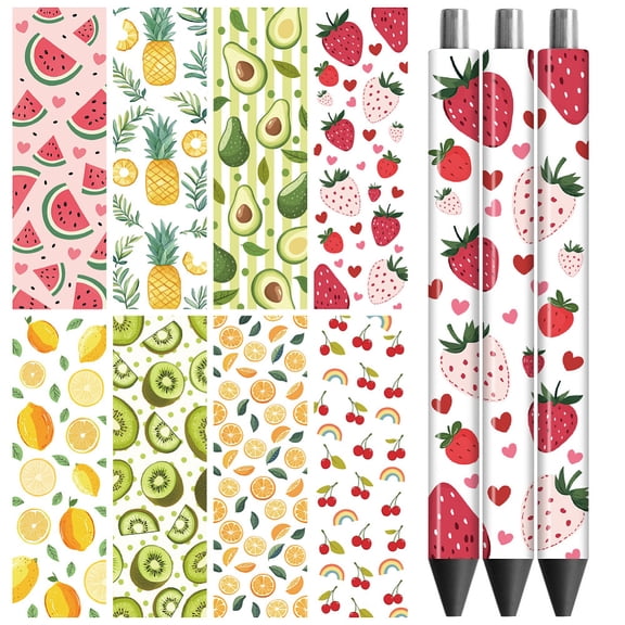 12Pcs Plastic Rub on Transfer Stickers Waterproof Cup Wrap Transfer Decals Fruit 160x120mm diy