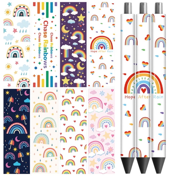 12Pcs Plastic Rub on Transfer Stickers Waterproof Cup Wrap Transfer Decals Rainbow 160x120mm DIY