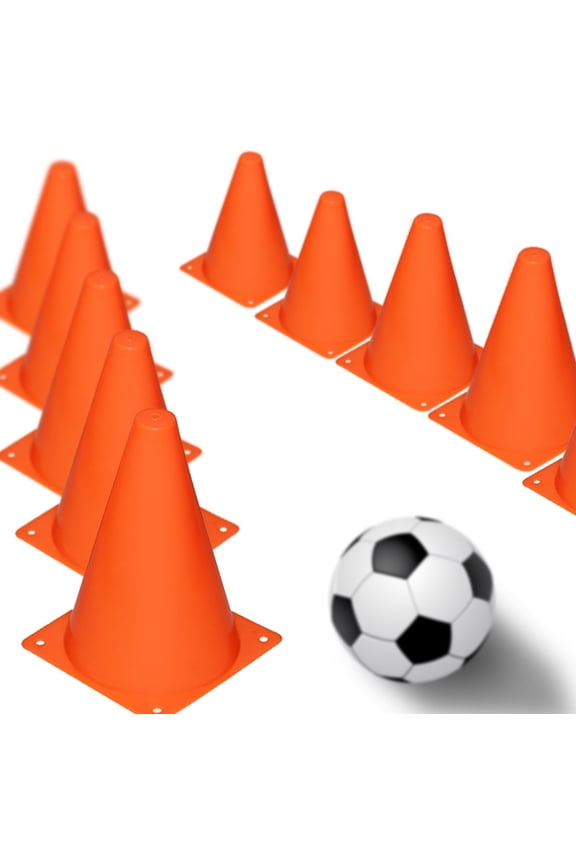 12Pcs Plastic Training Cones, Durable Traffic Cone Play Field Marker Cone for Safety, Agility Training 7 Inch Orange