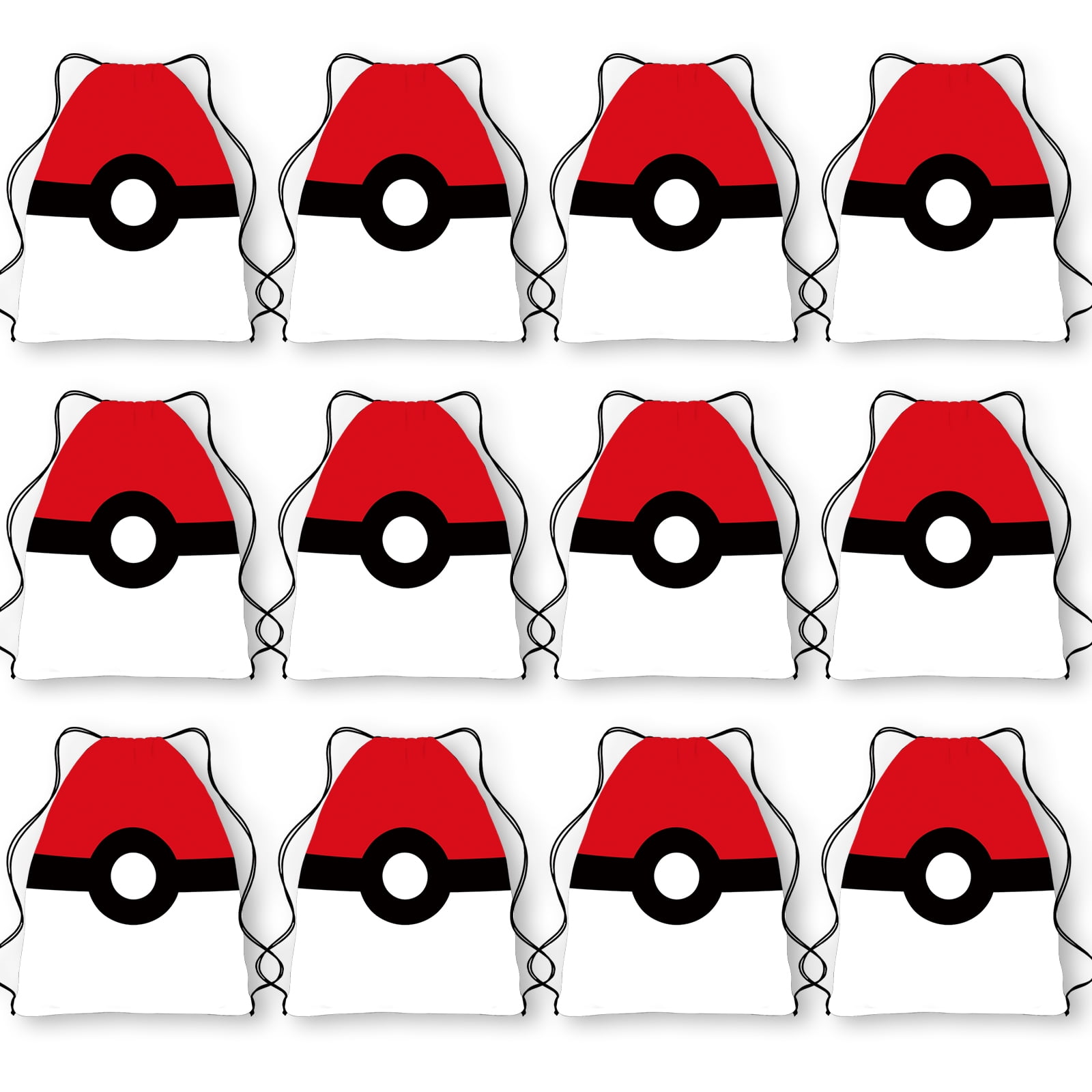 12Pcs Pokemon Candy Drawstring Bag Drawstring Goodie Favor Bags for Kids Birthday Party Decorations(10.6 x 13.3 Inch)