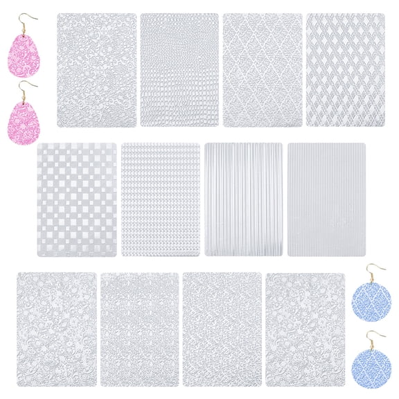 12Pcs Polymer Clay Texture Sheets DIY Clay Texture Mats Polymer Clays Textures Pads Pottery Tools Accessories Clear