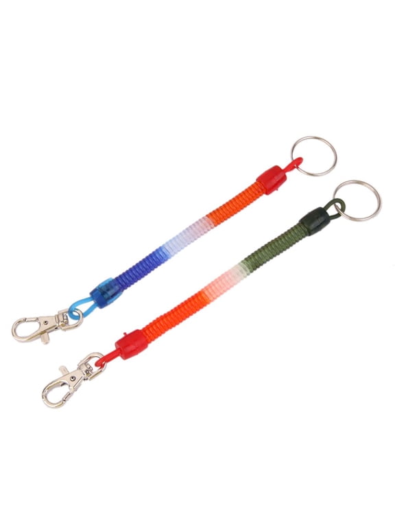12Pcs Portable Wire Keychains Stretchable String Key Clips Holder Keyring Chain Straps Bulk
