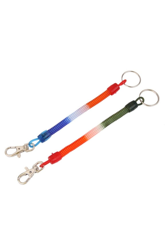 12Pcs Portable Wire Keychains Stretchable String Key Clips Holder Keyring Chain Straps Bulk