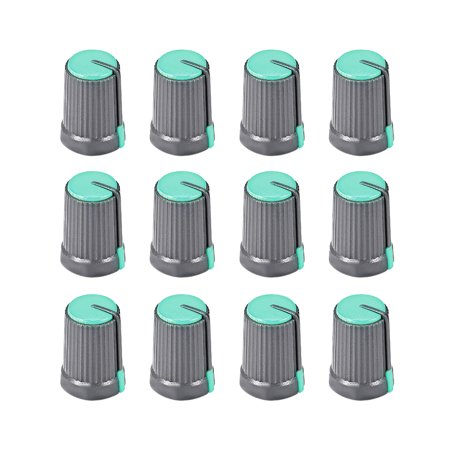 12Pcs Potentiometer Volume Control Knob Cap Plastic Green 6mm Shaft Dia. Rotary Knob 12mm Dia. x 17mm