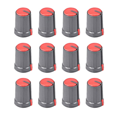12Pcs Potentiometer Volume Control Knob Cap Plastic Red 6mm Shaft Dia. Rotary Knob 12mm Dia. x 17mm