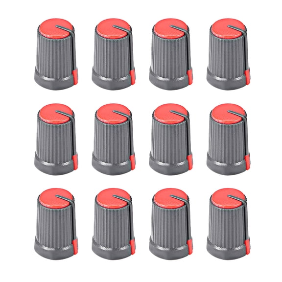 12Pcs Potentiometer Volume Control Knob Cap Plastic Red 6mm Shaft Dia. Rotary Knob 12mm Dia. x 17mm