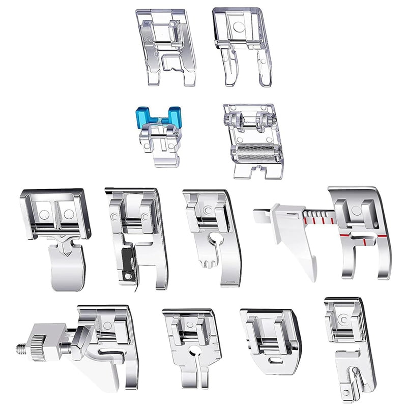 12Pcs Presser Foot Kit,Straigh Foot, Roller Foot, Snap on Sewing