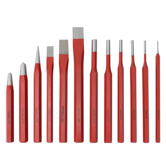 12Pcs Punch and Chisel Set Digging Tools Chisel Mechanics Punch for Woodworking, Metal, and Stone Carving