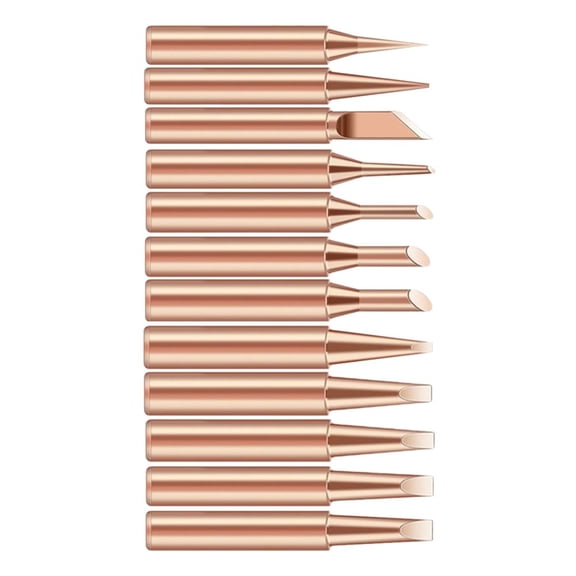 12Pcs Pure Copper Soldering Iron Tips 900M-T Welding Tool For 936 Rework Station Home Diy Supplies Soldering Iron Accessories Smile Home