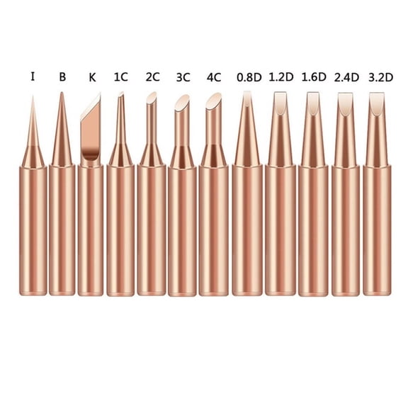 12Pcs Pure Copper Soldering Iron Tips 900M-T Welding Tool for 936 Rework Station