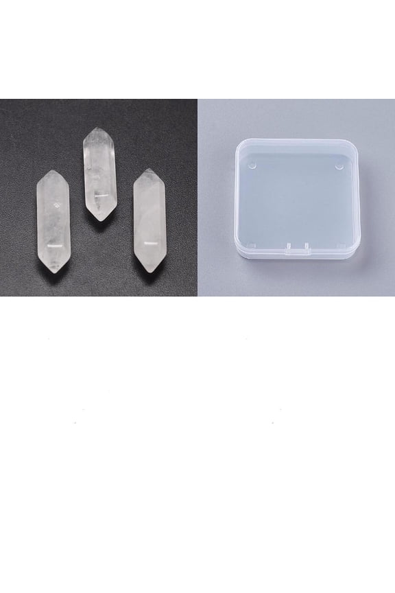 12Pcs Quartz Double Terminated Points Stones Balancing Wand for Wire Wrapped Pendants Making No Hole/Undrilled 34~36x9x9mm