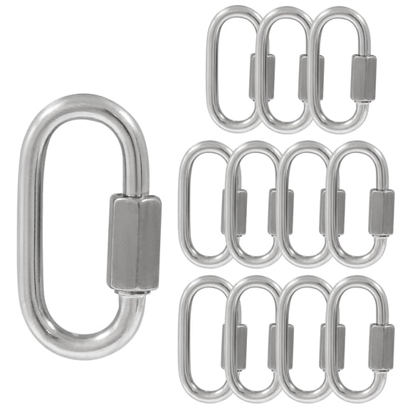 12Pcs Quick Links 1/8 Inch 304 Stainless Steel D Shape Locking Quick Connector, M3.5 Quick Link Chain Heavy Duty Durable Chain Connector - 174lbs Capacity
