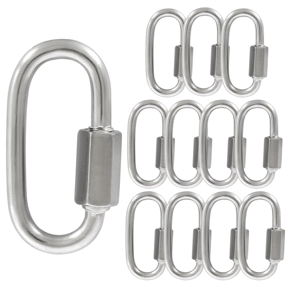 12Pcs Quick Links 5/32 Inch 304 Stainless Steel D Shape Locking Quick Connector, M4 Quick Link Chain Heavy Duty Durable Chain Connector - 500lbs Capacity
