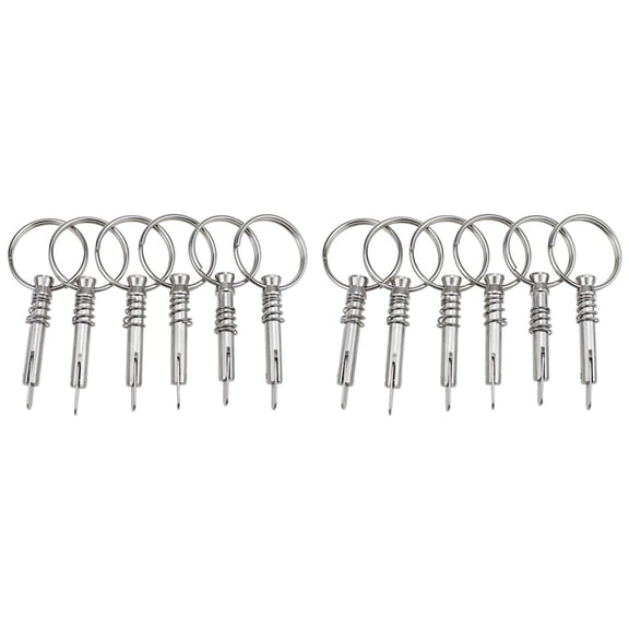 12Pcs Quick Release Pin Boat Bimini Top Pins 1/4 Inch Diameter with Drop Cam & Spring, with Pull Ring