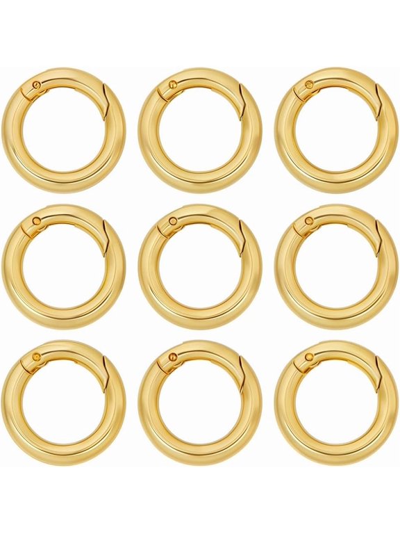 12Pcs Rack Plating Brass Spring Gate Rings Round Ring Lead Free Cadmium Free Long-Lasting Plated Real 18K Gold Plated 6 Gauge 20x4mm