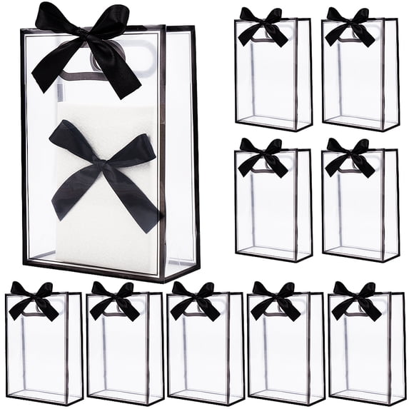 12Pcs Rectangle Plastic Gift Bags Tote for Birthday Wedding with 23M ...