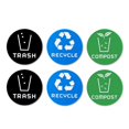 12Pcs Recycle Sticker Trash Bin Label Garbage Sorting Stickers Bins ...