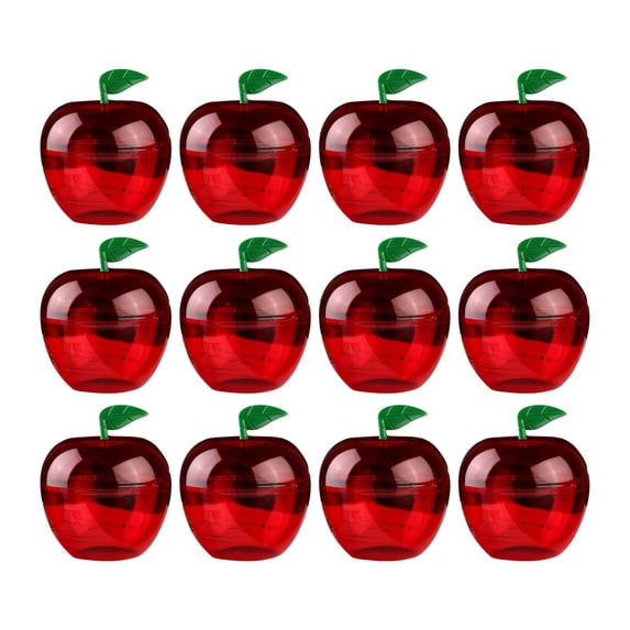 12Pcs Red Apple Shaped Candy Jars, Clear Plastic Fillable Candy Containers, Back to School Graduation Party Favors Decorations, Mini Gift Boxes for Party Supplie,1.96IN,B