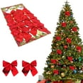 thumbnail image 1 of 12Pcs Red Bows Christmas Tree Decorations,2 Inch Mini Christmas Bows Ornaments for Tree Home Party Front Door Wreath Holiday Indoor Inside Decor Christmas Tree Hanging Decor DIY Decoration, 1 of 6