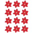 thumbnail image 1 of 12Pcs Red Glitter Poinsettia Picks, Christmas Poinsettia Artificial Flowers with Bendable Wired Stem, 8.46in Xmas Tree Ornaments for Classic Holiday & Party Decor, 1 of 6