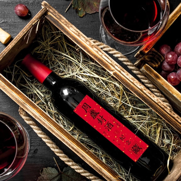 12Pcs Red Wine Bottle Labels Decorative Stickers for Party Decorations Durable Paper Material