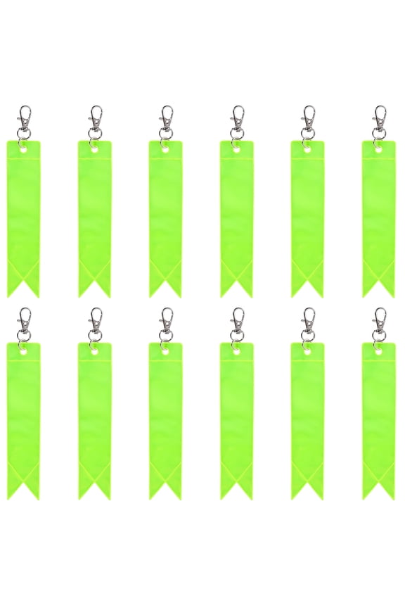 12Pcs Reflective Strip Keychain Gear Key Chain with Alloy Clasps Dark Orange Reflector Rectangle PVC security Gear