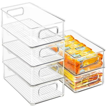 12Pcs Refrigerator Organizer Bins, 3 Sizes Stackable Clear Pantry Box With Handles for Fridge, Freezer, Shelves , Drawer, Snack Organize for Home & Kitchen,Plastic Containers