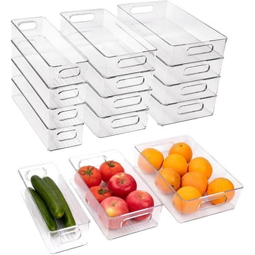 ZHOHO TANT Stackable Clear Refrigerator Organizer Bins, 3 Sizes 12 Pcs with Handles for Fridge,  Freezer, Kitchen Storage