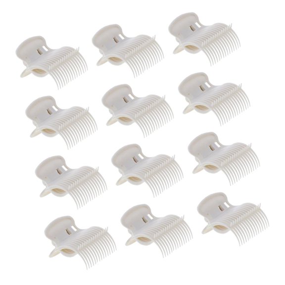 12Pcs Replacement Electric Hot Roller Styling Hair Clips Clamp Beige